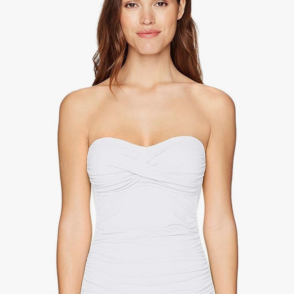 Anne Cole strapless twisted, knot white tankini top M